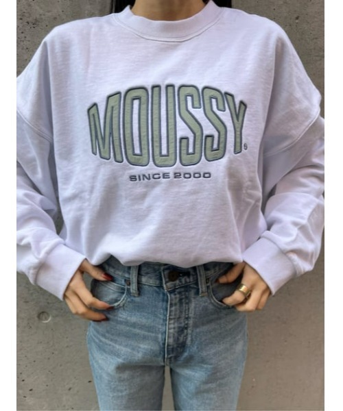 MOUSSY（マウジー）の「PATCHED OVAL MOUSSY LOGO プルオーバー（スウェット・レディース・ホワイト/ライトブラック/ライトベージュ/ライトブルー・FREE）」の18枚目の写真