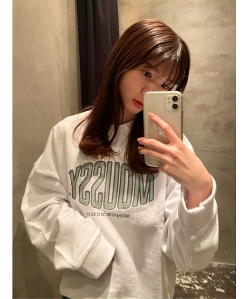 MOUSSY（マウジー）の「PATCHED OVAL MOUSSY LOGO プルオーバー（スウェット・レディース・ホワイト/ライトブラック/ライトベージュ/ライトブルー・FREE）」の19枚目の写真