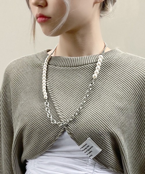 Figments（フィグメンツ）の「パールチェーンロングネックレス（ネックレス・レディース・シルバー・FREE）」の6枚目の写真