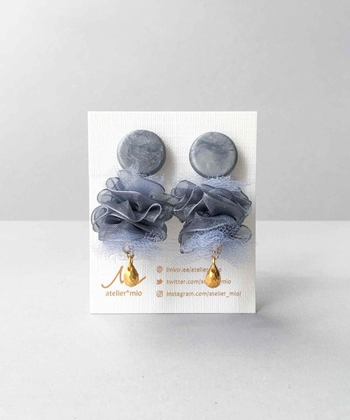 tone(トーン)の「【atelier*mio】クレイ × シフォンチュール costume jewelry earring(イヤリング・レディース・ゴールド/シルバー・FREE)」の5枚目の写真