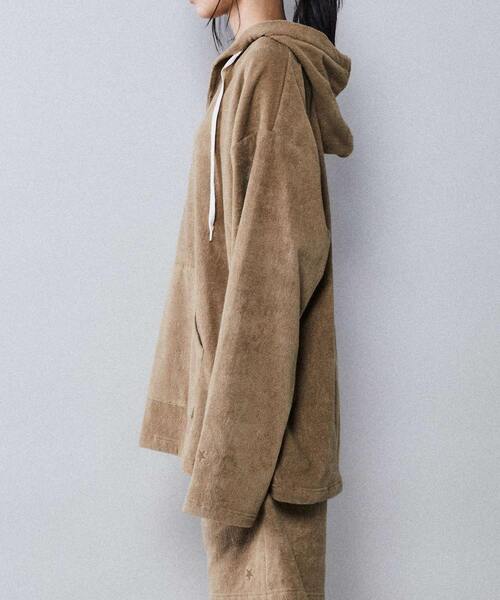 THING FABRICS（シングファブリックス）の「THING FABRICS別注パイルキメシカンパーカー（パーカー・レディース・ブラック/カーキ/レッド/ブラウン・FREE）」の6枚目の写真