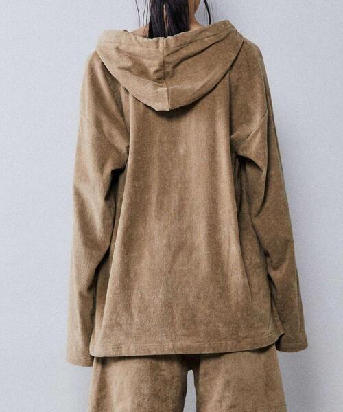 THING FABRICS（シングファブリックス）の「THING FABRICS別注パイルキメシカンパーカー（パーカー・レディース・ブラック/カーキ/レッド/ブラウン・FREE）」の7枚目の写真