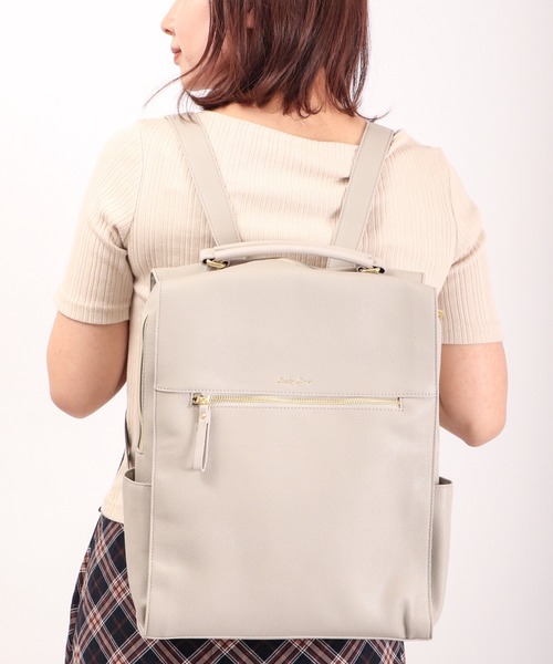 Legato Largo（レガートラルゴ）の「Legato Largo グレインPUリュックサック（バックパック/リュック・レディース・ライトグレー/ブラック/ネイビー/ブラウン/キャメル/オリーブ・FREE）」の16枚目の写真