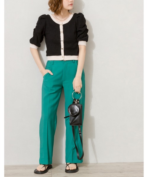 SpRay（スプレイ）の「ふくれジャガード５分袖パワショルカーディガン（カーディガン/ボレロ・レディース・ブラック/ライトグリーン/アイボリー・FREE）」の10枚目の写真