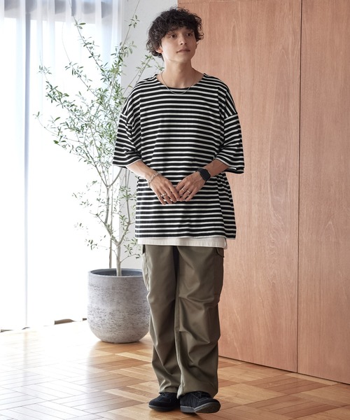 ルーズバスクボーダーボートネックTシャツ MONO-MART│MONO-MART