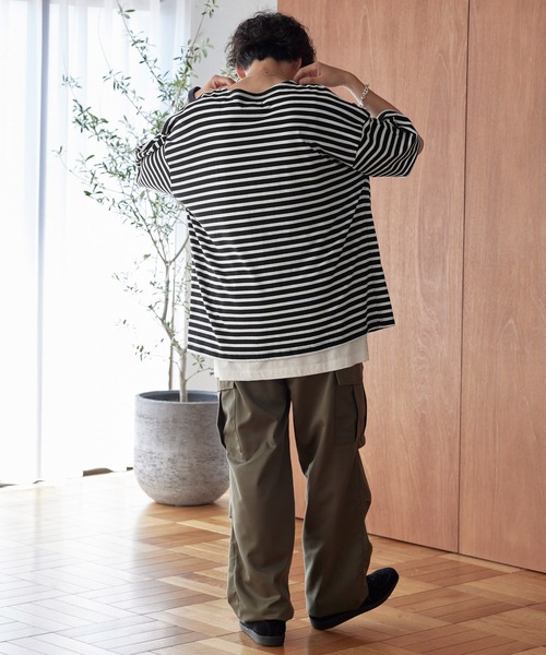 ルーズバスクボーダーボートネックTシャツ MONO-MART│MONO-MART