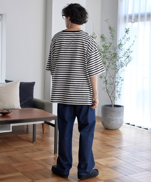 ルーズバスクボーダーボートネックTシャツ MONO-MART│MONO-MART