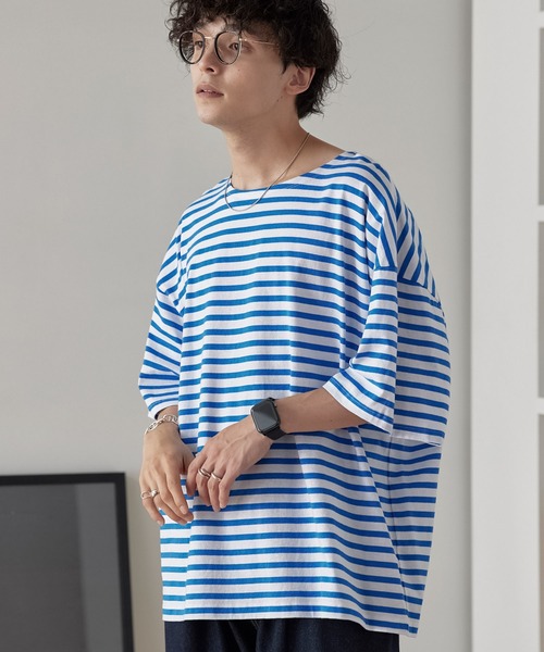ルーズバスクボーダーボートネックTシャツ MONO-MART│MONO-MART
