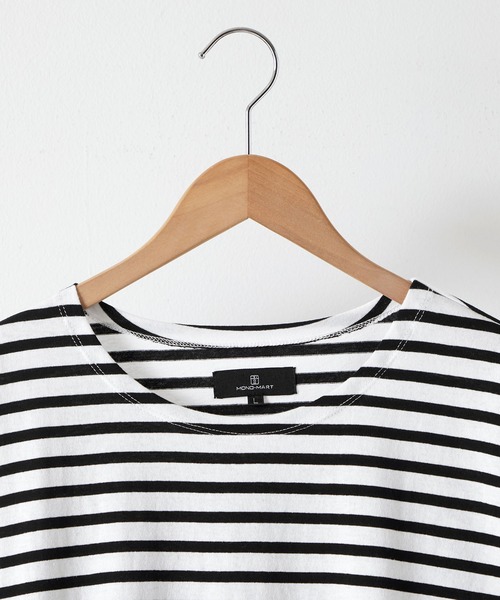 MONO-MART（モノマート）の「ルーズバスクボーダーボートネックTシャツ（Tシャツ/カットソー・メンズ・ブルー/ホワイト/ブラック/ホワイト系/ネイビー/ブルー系・M/L）」の11枚目の写真