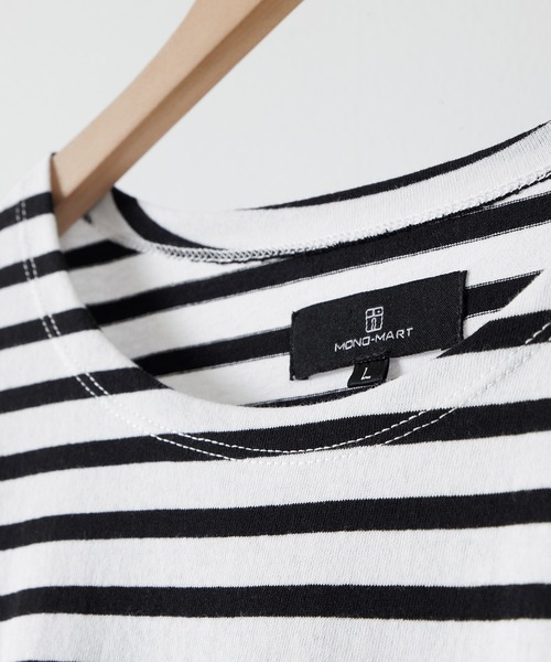 MONO-MART（モノマート）の「ルーズバスクボーダーボートネックTシャツ（Tシャツ/カットソー・メンズ・ブルー/ホワイト/ブラック/ホワイト系/ネイビー/ブルー系・M/L）」の12枚目の写真