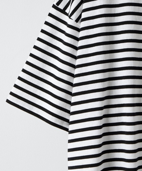 MONO-MART（モノマート）の「ルーズバスクボーダーボートネックTシャツ（Tシャツ/カットソー・メンズ・ブルー/ホワイト/ブラック/ホワイト系/ネイビー/ブルー系・M/L）」の13枚目の写真