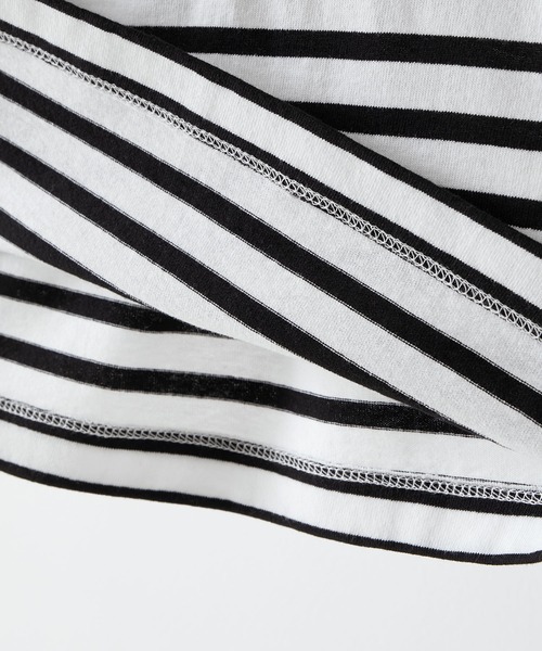 MONO-MART（モノマート）の「ルーズバスクボーダーボートネックTシャツ（Tシャツ/カットソー・メンズ・ブルー/ホワイト/ブラック/ホワイト系/ネイビー/ブルー系・M/L）」の15枚目の写真