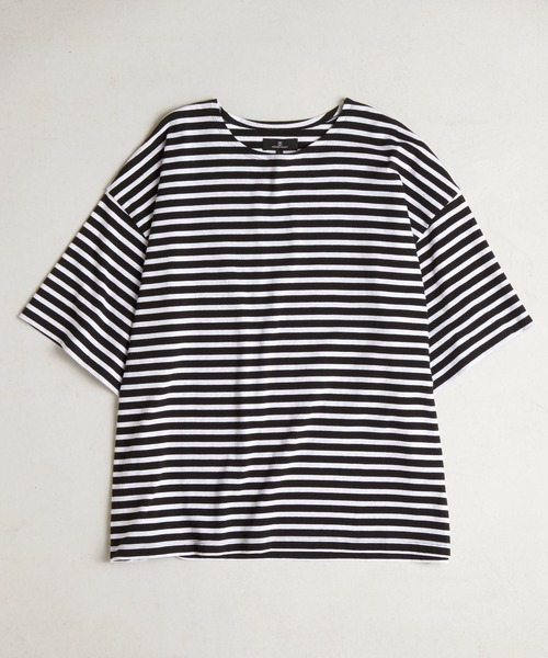 MONO-MART（モノマート）の「ルーズバスクボーダーボートネックTシャツ（Tシャツ/カットソー・メンズ・ブルー/ホワイト/ブラック/ホワイト系/ネイビー/ブルー系・M/L）」の17枚目の写真