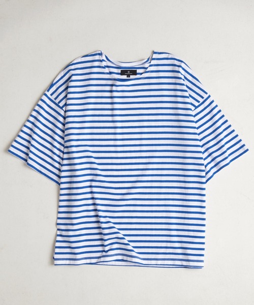 MONO-MART（モノマート）の「ルーズバスクボーダーボートネックTシャツ（Tシャツ/カットソー・メンズ・ブルー/ホワイト/ブラック/ホワイト系/ネイビー/ブルー系・M/L）」の18枚目の写真