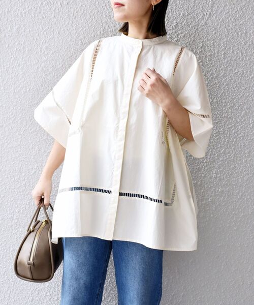 SHIPS(シップス)の「【SHIPS別注】BENCH MARKING SHIRT:〈洗濯機可能〉ハシゴレースシャツ(シャツ/ブラウス・レディース・ホワイト/ベージュ・ONE SIZE)」の19枚目の写真