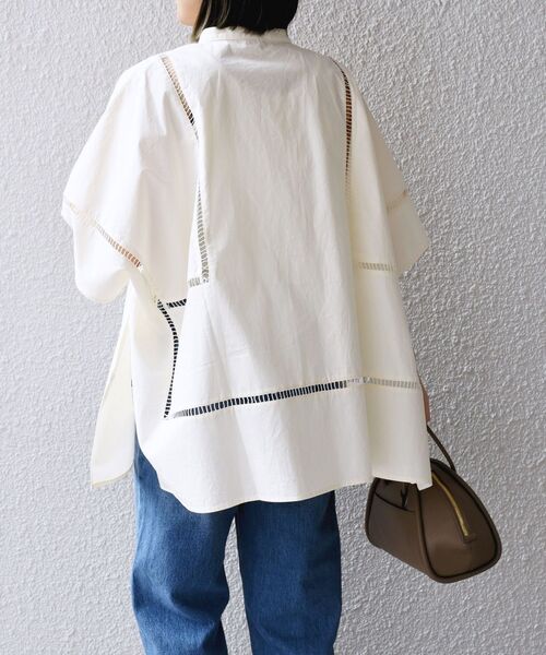 SHIPS(シップス)の「【SHIPS別注】BENCH MARKING SHIRT:〈洗濯機可能〉ハシゴレースシャツ(シャツ/ブラウス・レディース・ホワイト/ベージュ・ONE SIZE)」の12枚目の写真