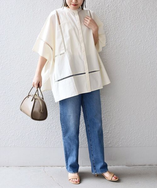 SHIPS(シップス)の「【SHIPS別注】BENCH MARKING SHIRT:〈洗濯機可能〉ハシゴレースシャツ(シャツ/ブラウス・レディース・ホワイト/ベージュ・ONE SIZE)」の17枚目の写真