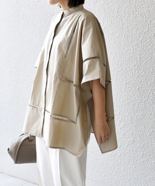 SHIPS(シップス)の「【SHIPS別注】BENCH MARKING SHIRT:〈洗濯機可能〉ハシゴレースシャツ(シャツ/ブラウス・レディース・ホワイト/ベージュ・ONE SIZE)」の15枚目の写真