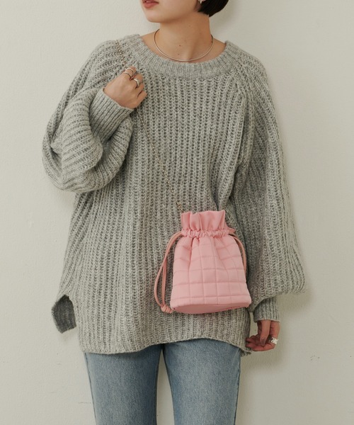 Aunt Marie's(アントマリーズ)の「ボールチェーンキルティング巾着バッグ / ショルダーバッグ(ショルダーバッグ・レディース・ブラック/ピンク/アイボリー・FREE)」の13枚目の写真