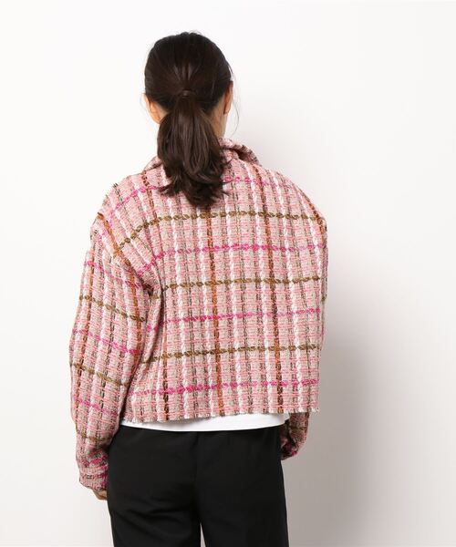 AMAIL(アマイル)の「Tweed check shirt Jacket(テーラードジャケット・レディース・ブラック/ピンク・FREE)」の11枚目の写真