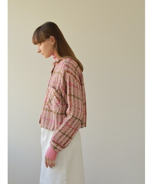 AMAIL(アマイル)の「Tweed check shirt Jacket(テーラードジャケット・レディース・ブラック/ピンク・FREE)」の14枚目の写真