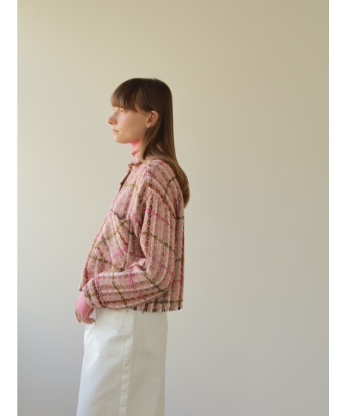 AMAIL(アマイル)の「Tweed check shirt Jacket(テーラードジャケット・レディース・ブラック/ピンク・FREE)」の10枚目の写真