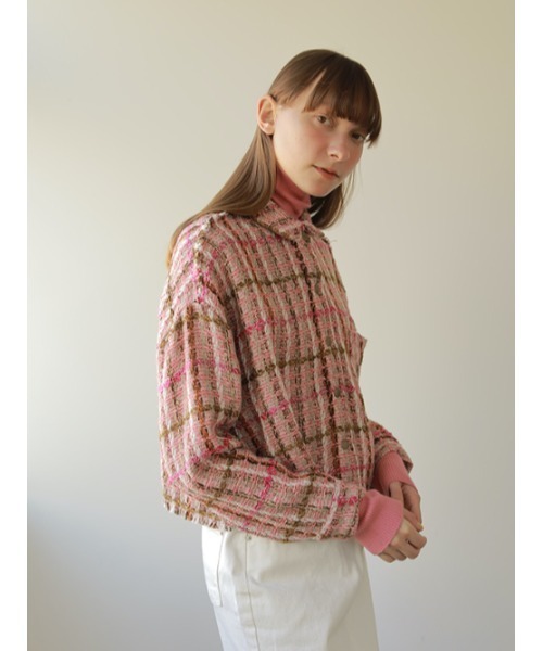 AMAIL(アマイル)の「Tweed check shirt Jacket(テーラードジャケット・レディース・ブラック/ピンク・FREE)」の12枚目の写真