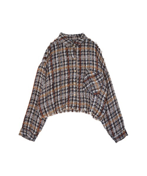 AMAIL(アマイル)の「Tweed check shirt Jacket(テーラードジャケット・レディース・ブラック/ピンク・FREE)」の9枚目の写真