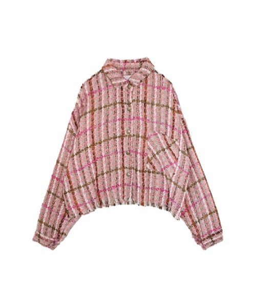 AMAIL(アマイル)の「Tweed check shirt Jacket(テーラードジャケット・レディース・ブラック/ピンク・FREE)」の19枚目の写真