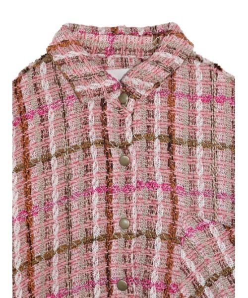 AMAIL(アマイル)の「Tweed check shirt Jacket(テーラードジャケット・レディース・ブラック/ピンク・FREE)」の8枚目の写真