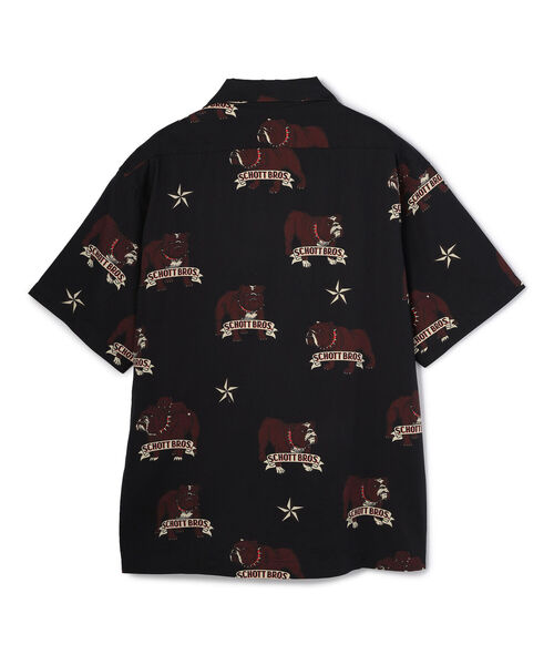 schott(ショット)の「BULLDOG HAWAIIAN SHIRT/ブルドッグ ハワイアンシャツ(シャツ/ブラウス・メンズ・ブラック/ミント・X-LARGE/LARGE/XX-LARGE/MEDIUM)」の4枚目の写真