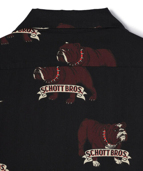 schott(ショット)の「BULLDOG HAWAIIAN SHIRT/ブルドッグ ハワイアンシャツ(シャツ/ブラウス・メンズ・ブラック/ミント・X-LARGE/LARGE/XX-LARGE/MEDIUM)」の5枚目の写真