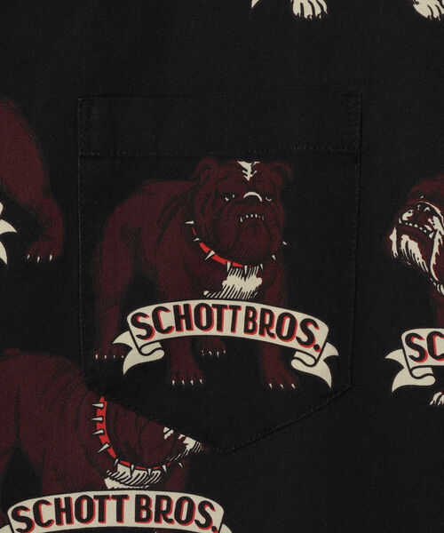 schott(ショット)の「BULLDOG HAWAIIAN SHIRT/ブルドッグ ハワイアンシャツ(シャツ/ブラウス・メンズ・ブラック/ミント・X-LARGE/LARGE/XX-LARGE/MEDIUM)」の6枚目の写真