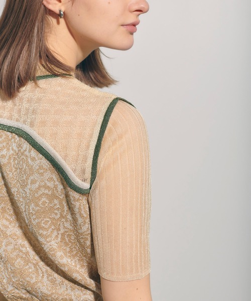 PUBLIC TOKYO（パブリックトウキョウ）の「【セットアップ対応】シアーラメJQニット/ウォッシャブル（ニット/セーター・レディース・ベージュ/ブルー・FREE）」の14枚目の写真