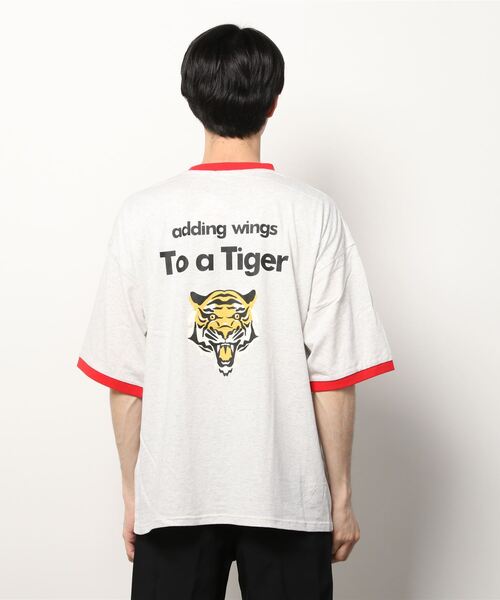SITRY（シトリー）の「oversize tiger back print ringer T-shirt/オーバーサイズ タイガーバックプリント　リンガーTシャツ（Tシャツ/カットソー・メンズ・ブラック/レッド/グリーン/ブルー・M/L）」の8枚目の写真