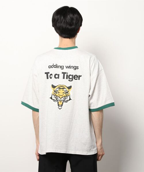 SITRY（シトリー）の「oversize tiger back print ringer T-shirt/オーバーサイズ タイガーバックプリント　リンガーTシャツ（Tシャツ/カットソー・メンズ・ブラック/レッド/グリーン/ブルー・M/L）」の9枚目の写真