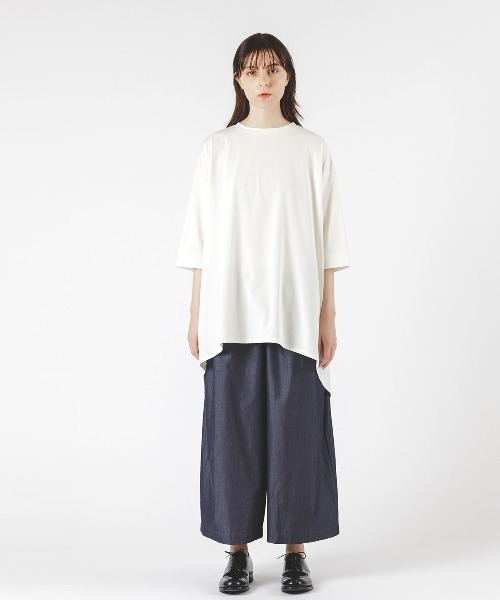 mizuiroind(ミズイロインド)の「mizuiro ind モックネックフレアチュニック(Tシャツ/カットソー・レディース・オフホワイト/ネイビー/ベージュ/ブラック・FREE)」の7枚目の写真