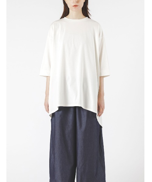 mizuiroind(ミズイロインド)の「mizuiro ind モックネックフレアチュニック(Tシャツ/カットソー・レディース・オフホワイト/ネイビー/ベージュ/ブラック・FREE)」の5枚目の写真
