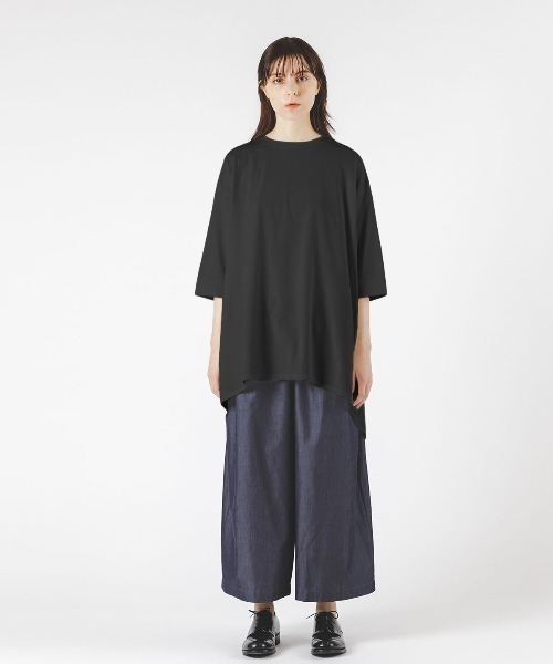mizuiroind(ミズイロインド)の「mizuiro ind モックネックフレアチュニック(Tシャツ/カットソー・レディース・オフホワイト/ネイビー/ベージュ/ブラック・FREE)」の13枚目の写真