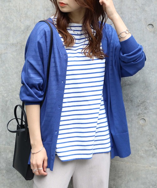 HONEYSUCKLE ROSE（ハニーサックルローズ）の「【HONEYSUCKLE ROSE】リラックスカーディガン（カーディガン/ボレロ・レディース・ブラウン/パープル/グリーン/ブラック/オレンジ/ライトベージュ/ピンク/ブルー/ダークグリーン・L/M/MEDIUM/LARGE）」の7枚目の写真