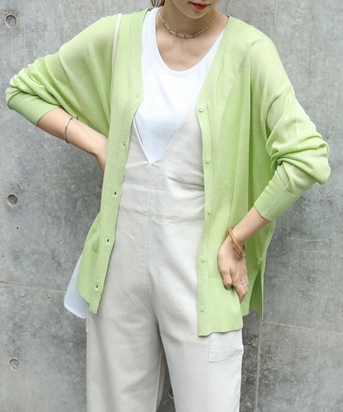 HONEYSUCKLE ROSE（ハニーサックルローズ）の「【HONEYSUCKLE ROSE】リラックスカーディガン（カーディガン/ボレロ・レディース・ブラウン/パープル/グリーン/ブラック/オレンジ/ライトベージュ/ピンク/ブルー/ダークグリーン・L/M/MEDIUM/LARGE）」の6枚目の写真