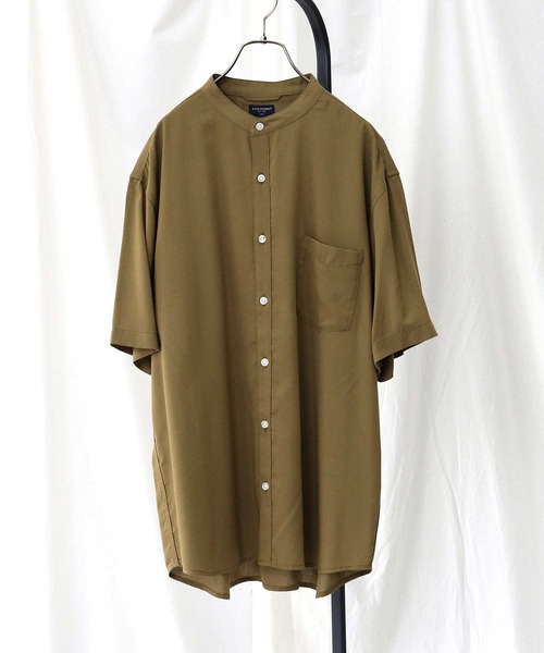 BACK NUMBER(バックナンバー)の「【接触冷感】【BACK NUMBER】「COOL」半袖スタンドシャツ(シャツ/ブラウス・メンズ・ライトベージュ/ネイビー/ベージュ・L/M/S/XL)」の10枚目の写真