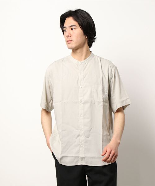 BACK NUMBER(バックナンバー)の「【接触冷感】【BACK NUMBER】「COOL」半袖スタンドシャツ(シャツ/ブラウス・メンズ・ライトベージュ/ネイビー/ベージュ・L/M/S/XL)」の7枚目の写真
