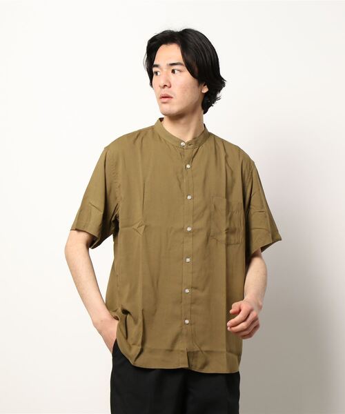 BACK NUMBER(バックナンバー)の「【接触冷感】【BACK NUMBER】「COOL」半袖スタンドシャツ(シャツ/ブラウス・メンズ・ライトベージュ/ネイビー/ベージュ・L/M/S/XL)」の6枚目の写真