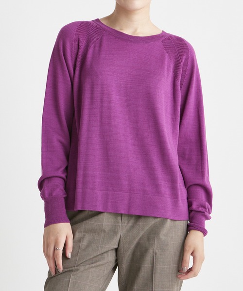 INED CLARO（イネドクラロ）の「ウールカシミヤクルーネックニット（ニット/セーター・レディース・ボルドー/マスタード/グリーン/ホワイト・フリー）」の4枚目の写真