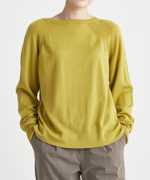 INED CLARO（イネドクラロ）の「ウールカシミヤクルーネックニット（ニット/セーター・レディース・ボルドー/マスタード/グリーン/ホワイト・フリー）」の3枚目の写真