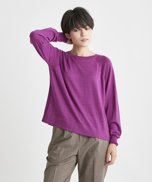 INED CLARO（イネドクラロ）の「ウールカシミヤクルーネックニット（ニット/セーター・レディース・ボルドー/マスタード/グリーン/ホワイト・フリー）」の7枚目の写真