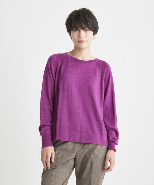 INED CLARO（イネドクラロ）の「ウールカシミヤクルーネックニット（ニット/セーター・レディース・ボルドー/マスタード/グリーン/ホワイト・フリー）」の5枚目の写真