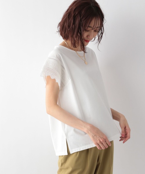 GLOBAL WORK(グローバルワーク)の「快適袖レースプルオーバー/279700(Tシャツ/カットソー・レディース・ブラック/オフホワイト/ミント・MEDIUM/LARGE)」の6枚目の写真