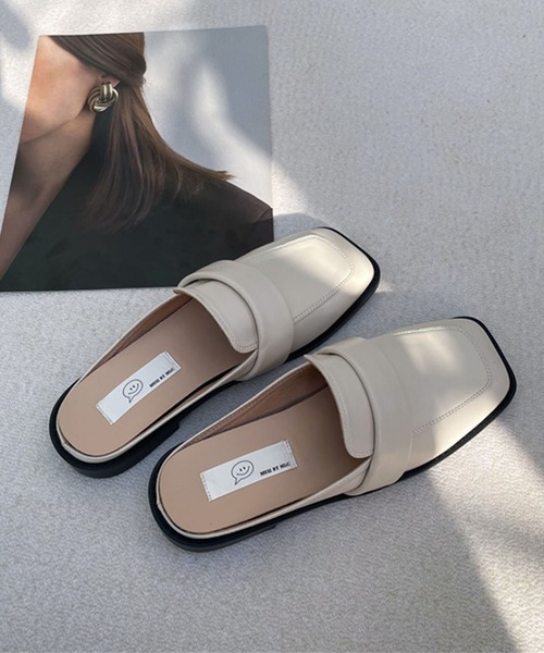 me+em select（ミームセレクト）の「スクエアトゥローファーモダンミュールサンダル（サンダル・レディース・アイボリー/ブラウン/ブラック・37/39/38）」の6枚目の写真